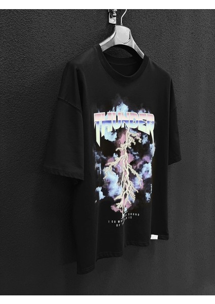 Baskılı Kısa Kollu Oversize T-Shirt Siyah fiyatları