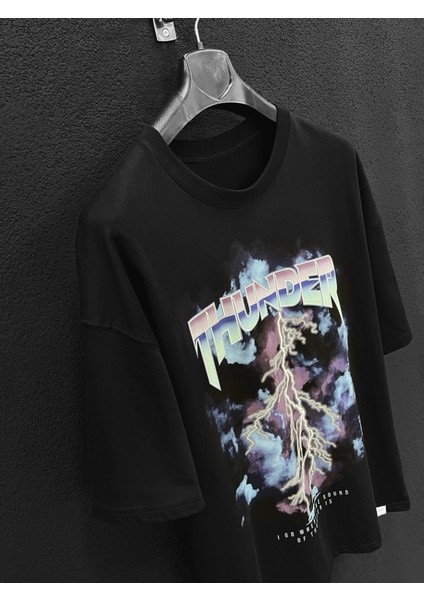 Baskılı Kısa Kollu Oversize T-Shirt Siyah modelleri