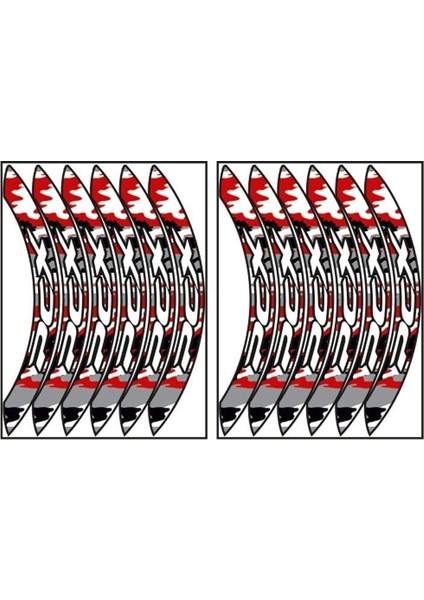 Kamuflaj Kırmızı Büyük Honda Pcx Uyumlu 1 Set Jant Şeridi