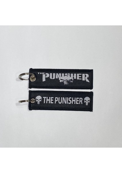 The Punisher Çift Taraflı Motosiklet Kumaş Anahtarlık