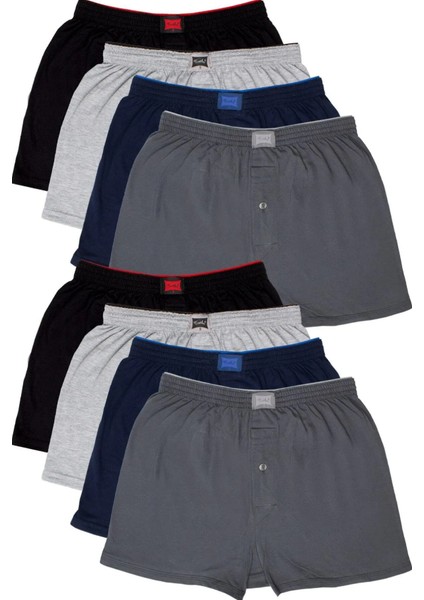 Erkek Boxer 4'lü Paket Siyah-Füme-Lacivert-Gri Asorti