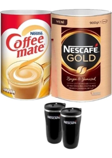 Gold 900 gr granül Kahve + Coffee Mate 2 kg + 2 Adet Thermomug