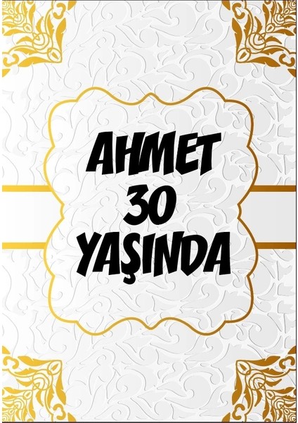 Beyaz Desenler Klasik Temalı Doğuım Günü Afişi 35X50 cm