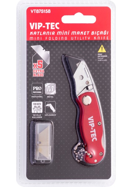Katlanır Mini Maket Bıçağı- VT875158 5 Adet Yedekli