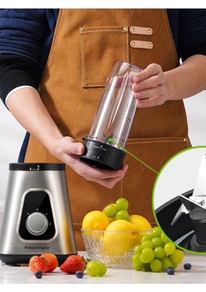 2in1 Inox 1.5lt Cam Hazneli Sürahili Smoothie Blender 600ML Kişisel Blender