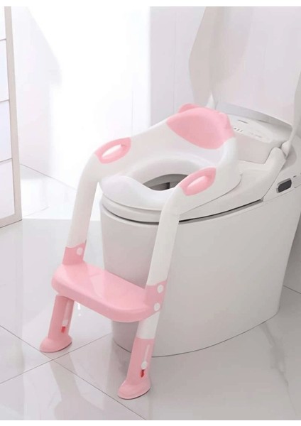 Softy Merdivenli Tuvalet Adaptörü - Çocuğunuz Için Güvenli ve Konforlu Tuvalet Eğitimi Pembe ( Lisinya )