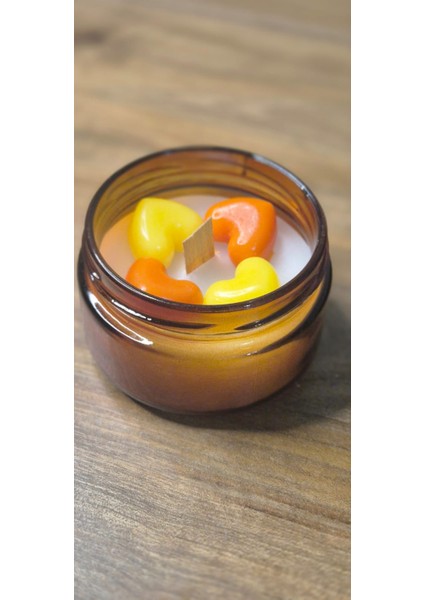 Dekoratif-Kavanoz Mum Turuncu Sarı Kalpli Mum fiyatları