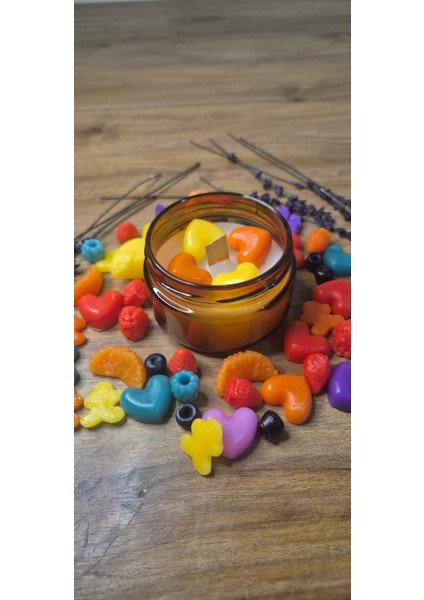 Dekoratif-Kavanoz Mum Turuncu Sarı Kalpli Mum modelleri