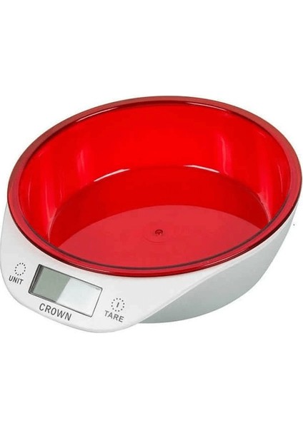 Crown Dijital Lüks Kefeli Mutfak Terazisi 5 kg Çıkarılabilir Ölçü Kabı Terazi Tartı Gram ( Lisinya )