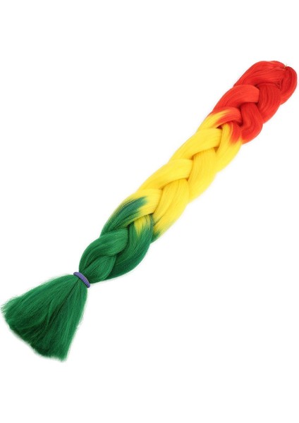 Afrika Örgüsü ve Rasta Için Sentetik Ombreli Saç / Turuncu / Sarı / Yeşil