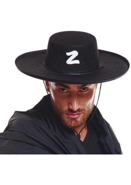 Z Logolu Yetişkin Boy Bağcıklı Zorro Şapkası