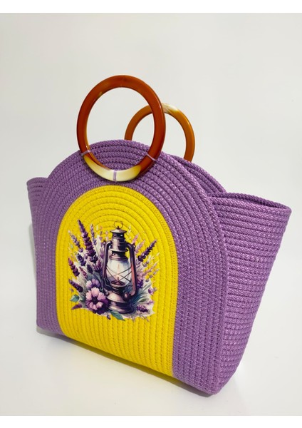 Beach Handmade Renkli Plaj Çantası, Hediyelik Mor El Çantası, Sarı Günlük Tasarım Çanta fiyatları
