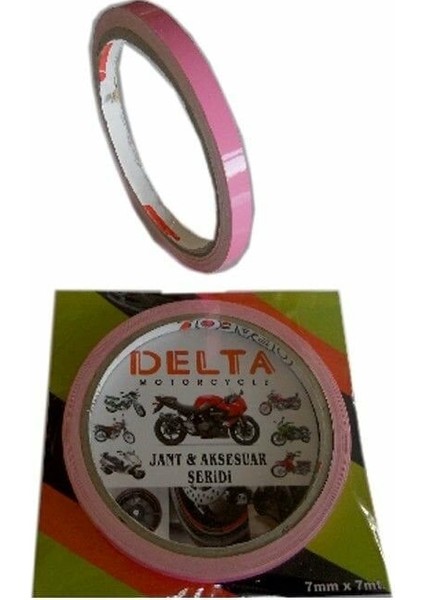 Pembe 7cm x 7 M Opak 1 Set Jant Şeridi