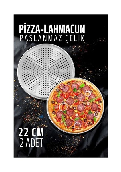 Lahmacun Pizza Pide Pişirme Tepsisi 22 cm 2 Li Set