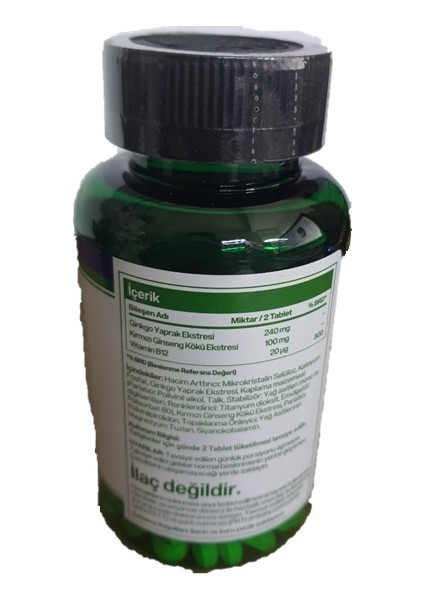 Ginkgo Biloba Kırmızı Kore Ginsengi B12 Vitamin 120 Tablet