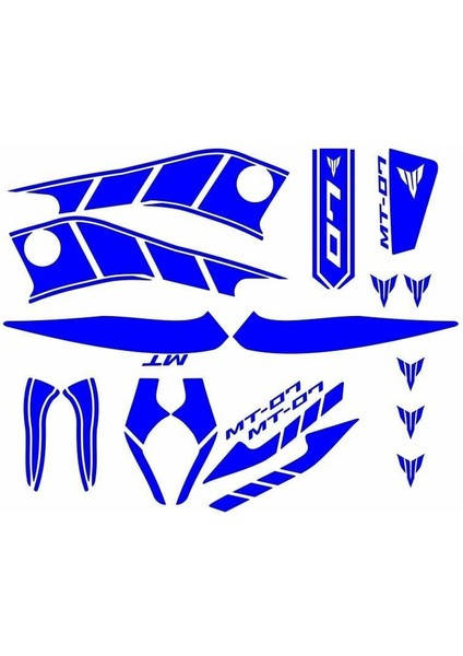 Yamaha MT07 2014 - 2017 Uyumlu Mavi Sticker Set