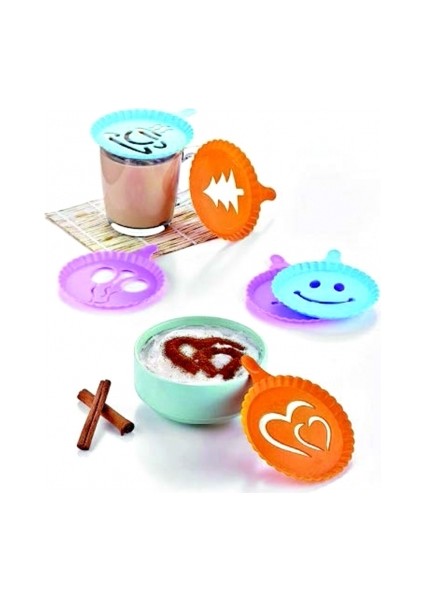 Renkli Kahve Süsleme Şablonları - 4lü Magic Süsleme Şablonu