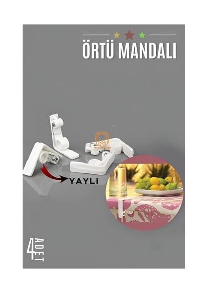 Yaylı Masa Örtüsü Mandalı 4 Adet