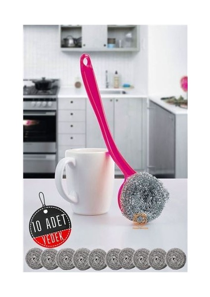 Çelik Tel Bulaşık Teli Ergonomik 10 Yedekli M.janssens Design