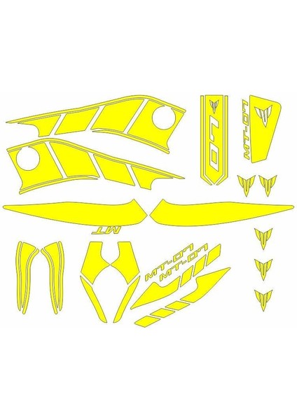 Yamaha MT07 2014 - 2017 Uyumlu Sarı Sticker Set