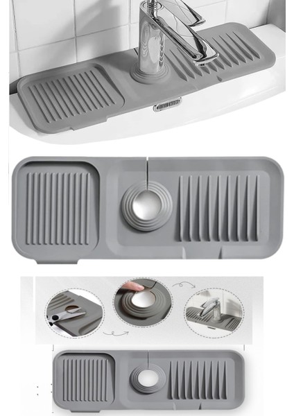 Elastik Mutfak Banyo Musluk Matı Düzenleyici Kaydırmaz Taban Organizer Lavabo Kenar Matı