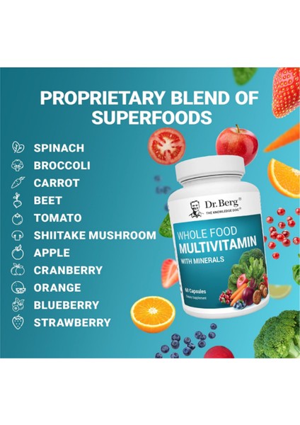 Whole Food Multivitamin With Minerals - For Men And Women - Includes Premium Whole Food Fruits And Vegetable Blend With Folate, Alpha-Lipoic Acid And More - 60 Capsules.