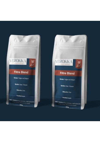 Verokka Filtre Kahve Harmanı - Koyu Çikolata & Fındık Notalı 2X250G