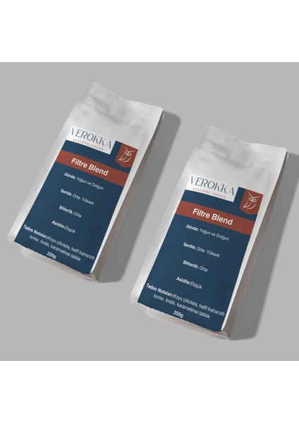 Verokka Filtre Kahve Harmanı - Koyu Çikolata & Fındık Notalı 2X250G