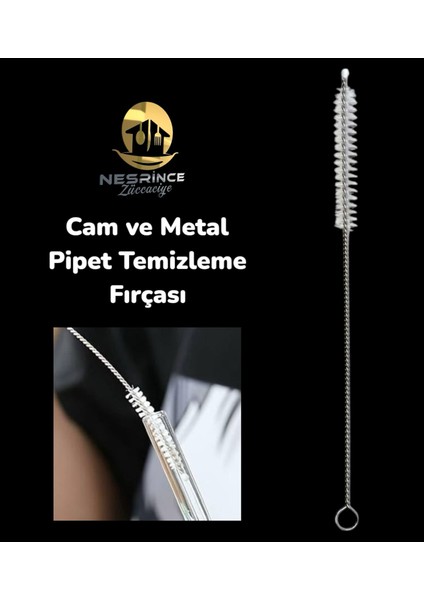Pratik Cam ve Metal Krom Pipet Temizleme Fırçası - (1 Adet)