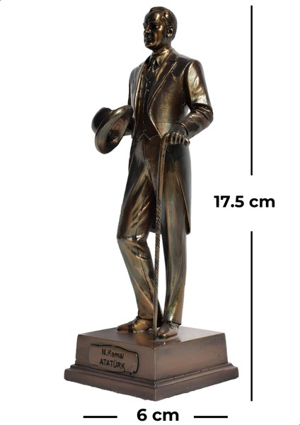 Şapkalı Atatürk Heykeli Biblo - Küçük Boy (17 cm)