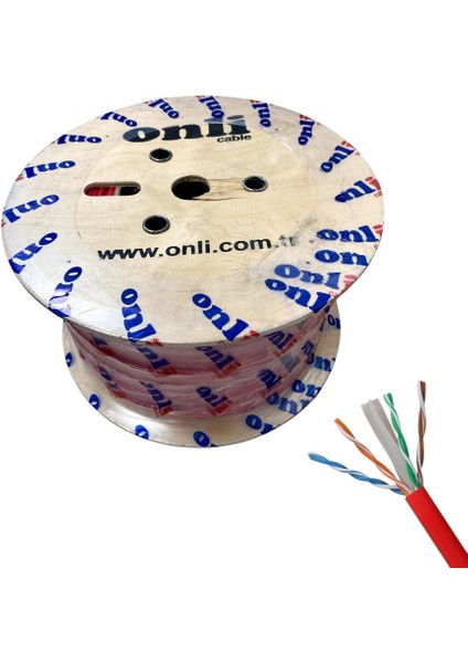 Onli 305MT 23AWG Utp Cat6 Network Kablosu Kırmızı Yerli Üretim