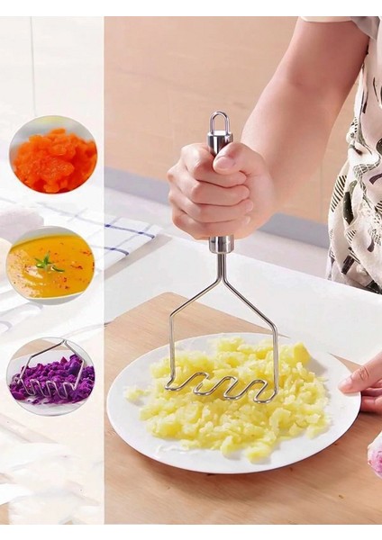 Pratik 26 cm Lüks Paslanmaz Metal Patates Ezici - Patates Ezici Püre Yapıcı