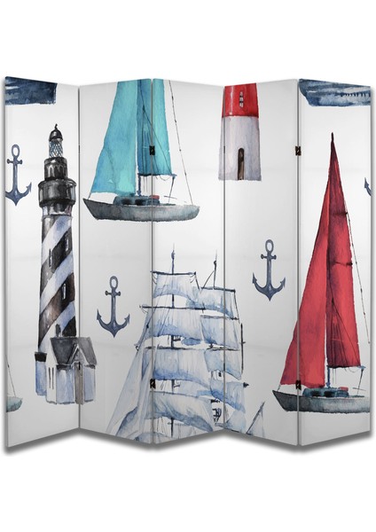 Deniz Temalı Özel Tasarım Paravan Room Divider 180 x 200 cm