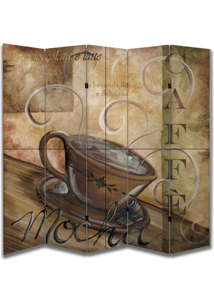 Kafe Temalı Özel Tasarım Paravan Room Divider 180 x 200 cm