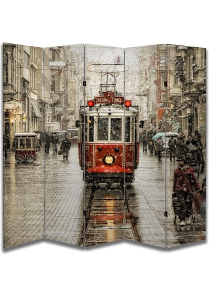 Şehir Temalı Özel Tasarım Paravan Room Divider 180 x 200 cm
