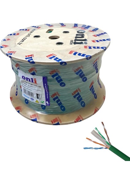 Onli 305MT 23AWG Utp Cat6 Network Kablosu Yeşil Yerli Üretim