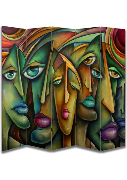 Soyut Temalı Özel Tasarım Paravan Room Divider 180 x 200 cm