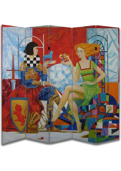 Minyatür Temalı Özel Tasarım Paravan Room Divider 180 x 200 cm