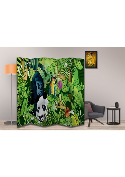 Hayvan Temalı Özel Tasarım Paravan Room Divider 180 x 200 cm modelleri