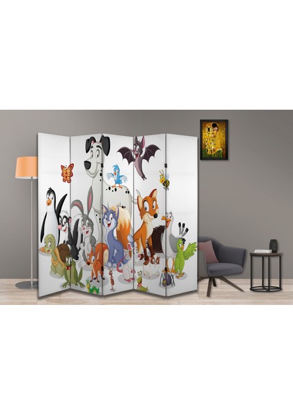 Hayvan Temalı Özel Tasarım Paravan Room Divider 180 x 200 cm