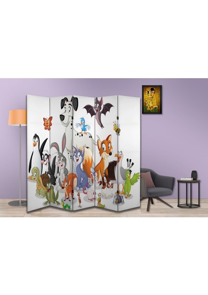 Hayvan Temalı Özel Tasarım Paravan Room Divider 180 x 200 cm
