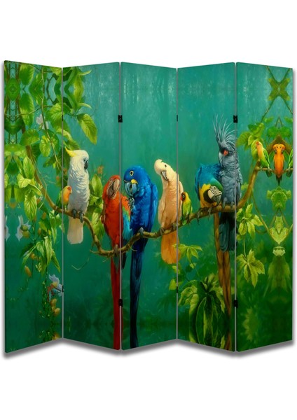 Kuş Temalı Özel Tasarım Paravan Room Divider 180 x 200 cm