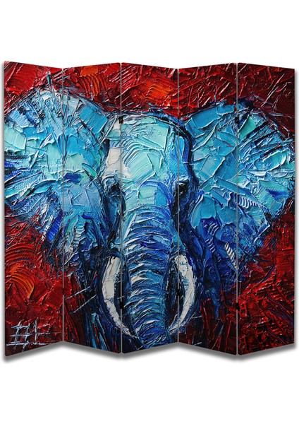 Fil Temalı Özel Tasarım Paravan Room Divider 180 x 200 cm