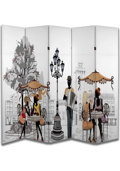 Şehir Temalı Özel Tasarım Paravan Room Divider 180 x 200 cm