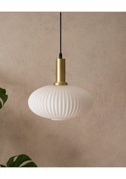 Mylights Modern Opal Sarkıt Avize 30 cm Mat Gold Eskitme Kaplama Askı Takımı İle Spor Tekli Avize Salon Mutfak Hol Antre Koridor İşyeri Kafe Restaurant ve Tüm Alanlarda Kullanıma Uygun