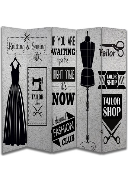 Moda Temalı Özel Tasarım Paravan Room Divider 180 x 200 cm