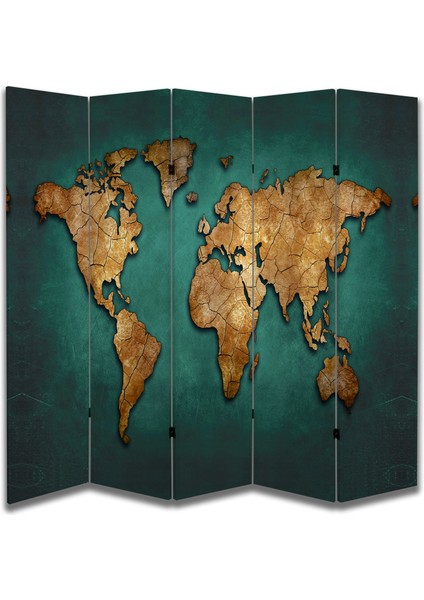 Coğrafya Temalı Özel Tasarım Paravan Room Divider 180 x 200 cm