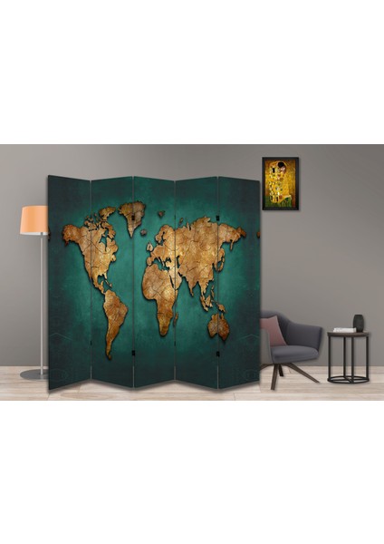 Coğrafya Temalı Özel Tasarım Paravan Room Divider 180 x 200 cm fiyatları