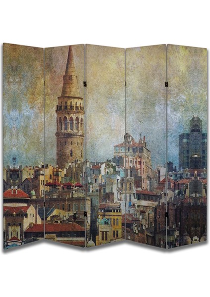 Şehir Temalı Özel Tasarım Paravan Room Divider 180 x 200 cm