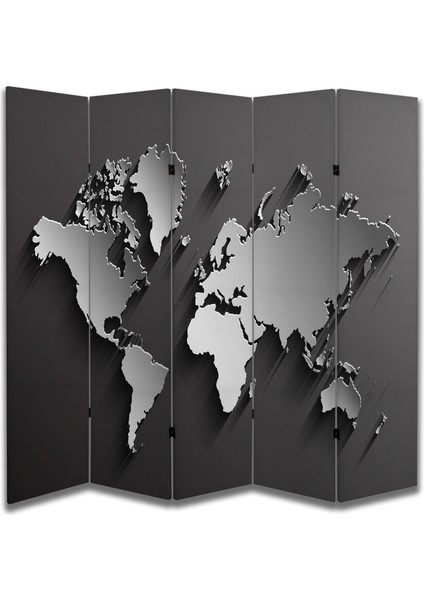 Coğrafya Temalı Özel Tasarım Paravan Room Divider 180 x 200 cm
